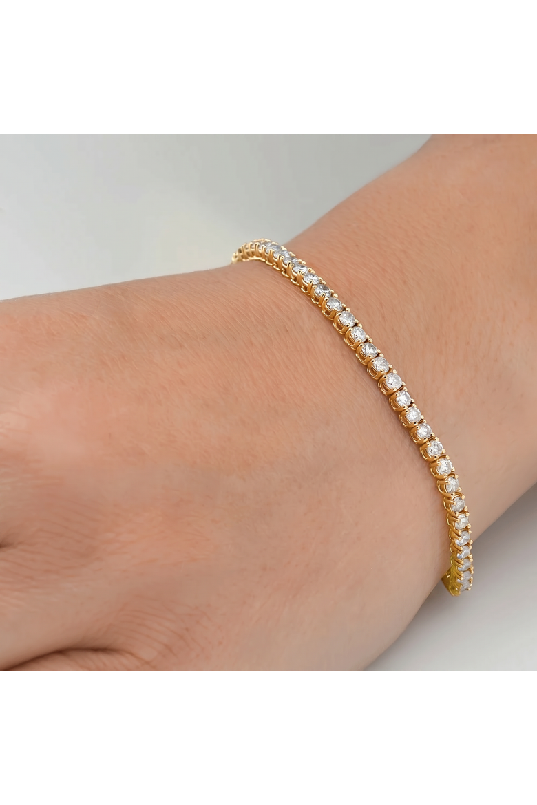 5 Carat TW Round Cut Lab Grown Diamond Tennis Bracelet 14k Gold Lab Grown, Alternate, color, 14k Yellow Gold