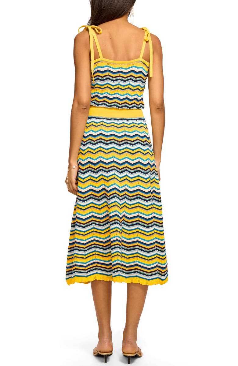 Ramy Brook Cali Tie Strap Midi Dress, Alternate, color, Sunshine Chevron