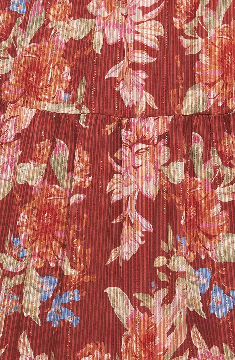 FLYING TOMATO Long Sleeve Tiered Midi Dress, Alternate, color, Brown