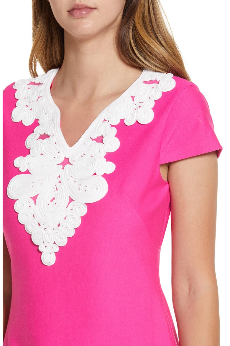 Passementerie Trim Sheath Dress, Alternate, color, HOT PINK