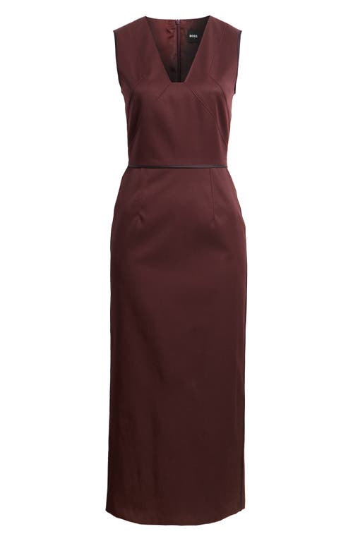 Hugo Boss Boss Drumialdan Virgin Wool Midi Sheath Dress In Purple