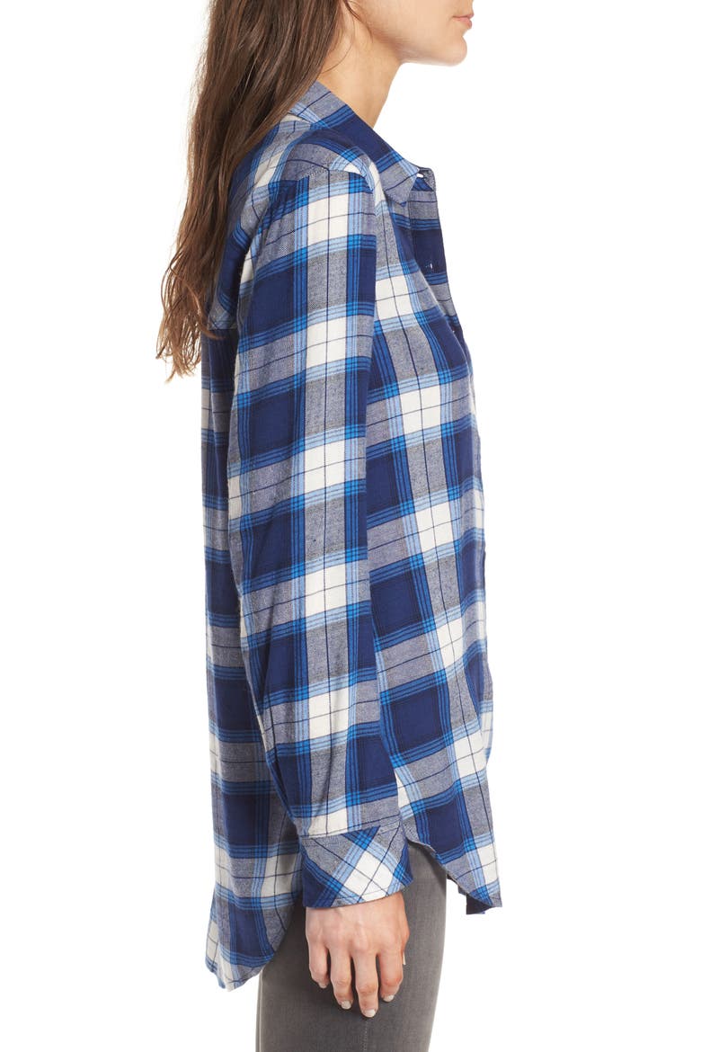 Plaid Cotton Blend Shirt, Alternate, color, BLUE TWILIGHT SCHY PLAID
