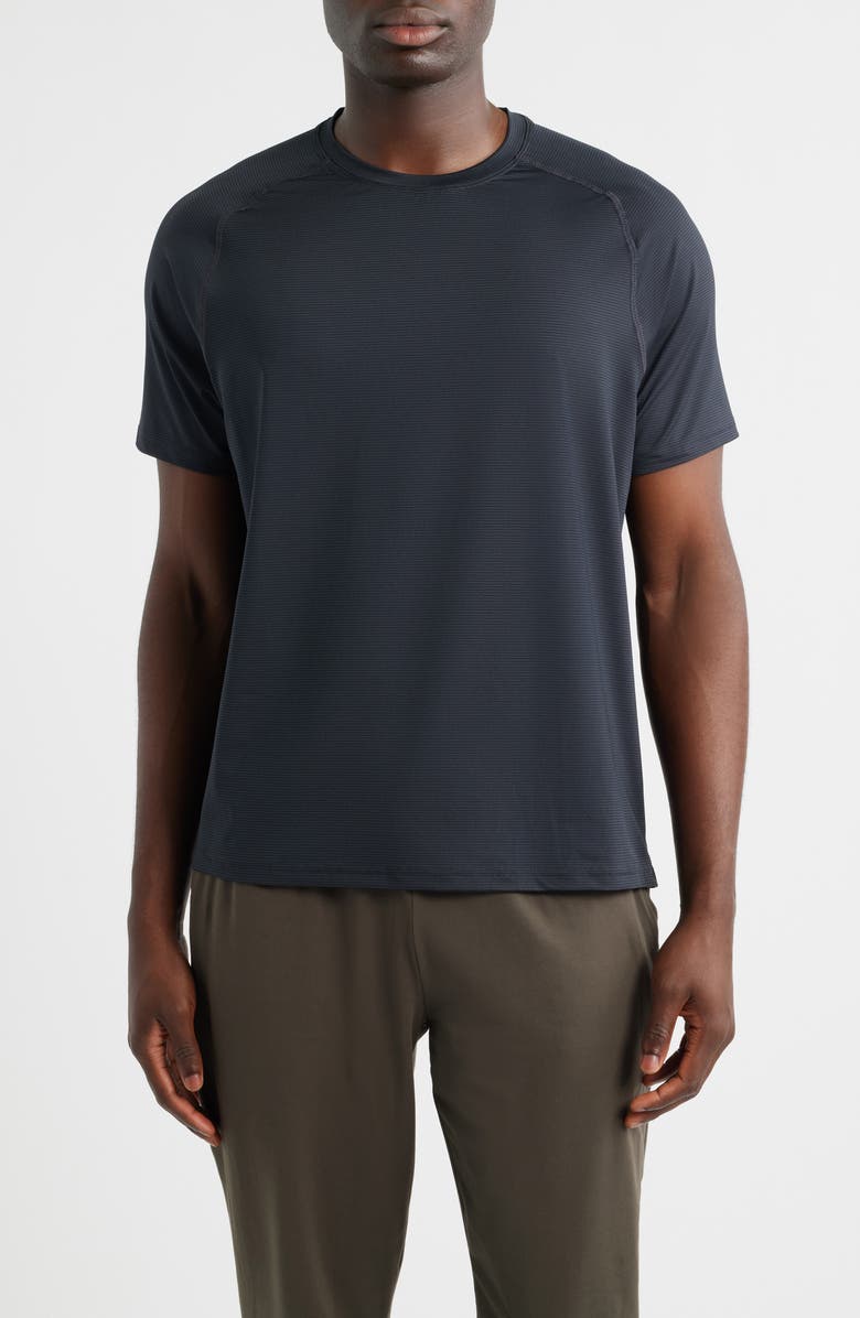 Zella Perforated Training T-Shirt, Main, color, Black Caviar