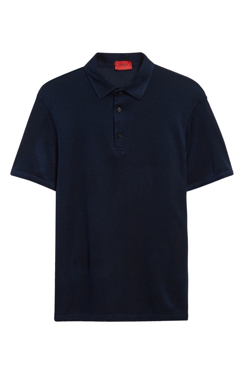 ISAIA Silk Piqué Polo, Alternate, color, Blue Scuro
