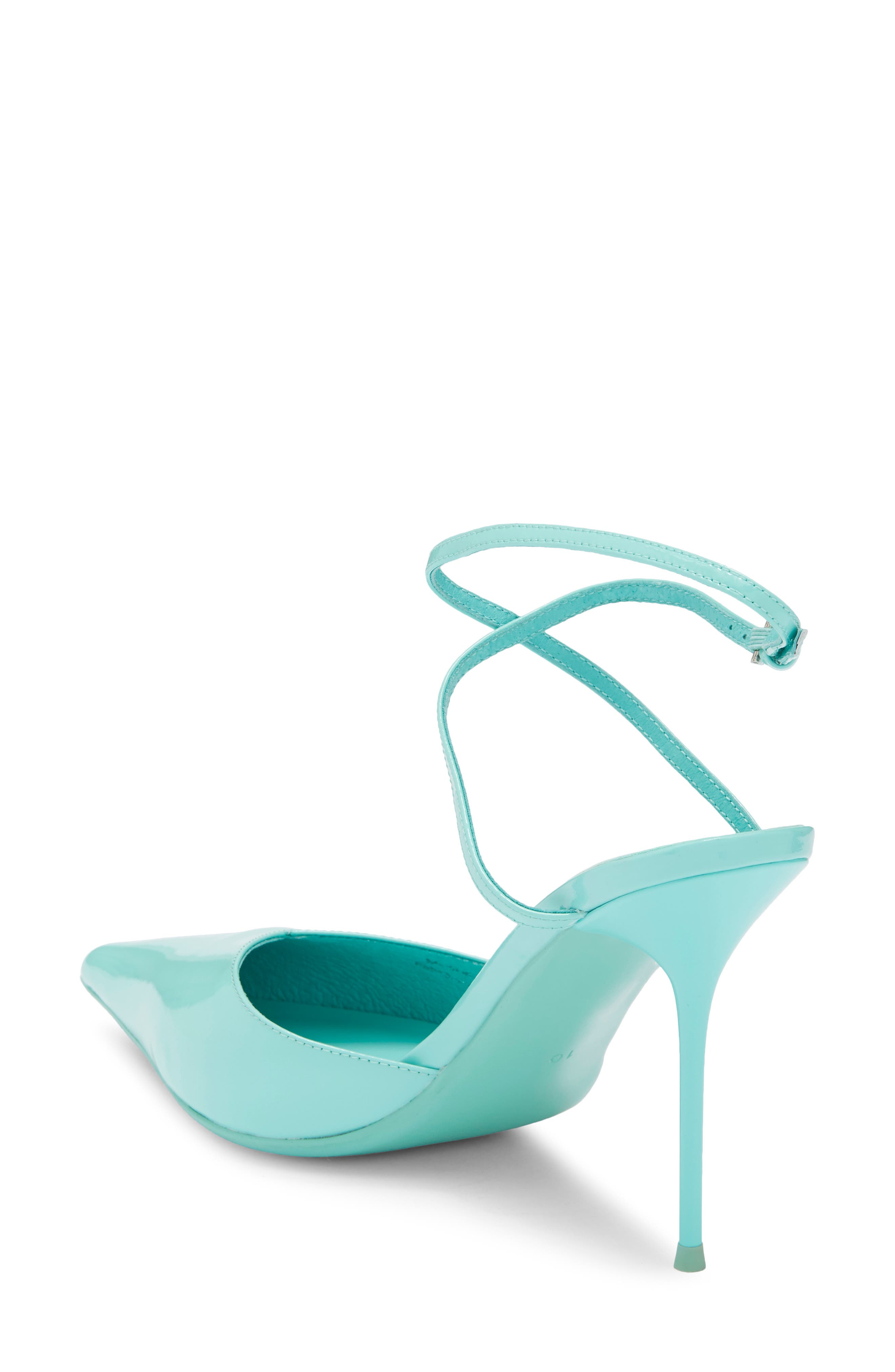 Bordeaux Ankle Strap Pointed Toe Pump, Alternate, color, MINT PATENT