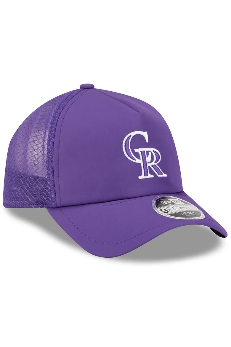 Men's New Era Purple Colorado Rockies 2026 Batting Practice Apex 9FORTY Adjustable Trucker Hat, Alternate, color, Purple