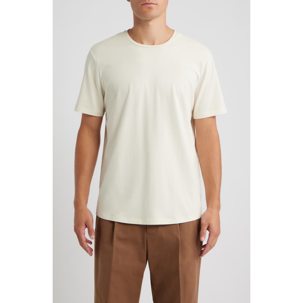 Open Edit Crewneck Stretch Cotton T-shirt In Neutral