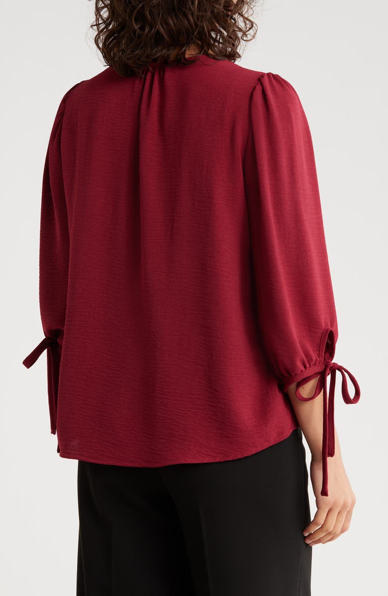 Renee C Ditsy Puff Sleeve Blouse, Alternate, color, Burgundy