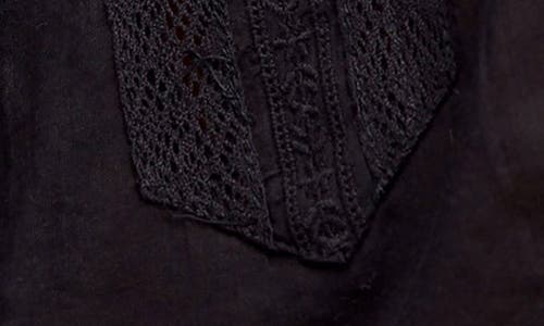 Free People Evermore Lace Inset Semisheer Cotton Top In Black