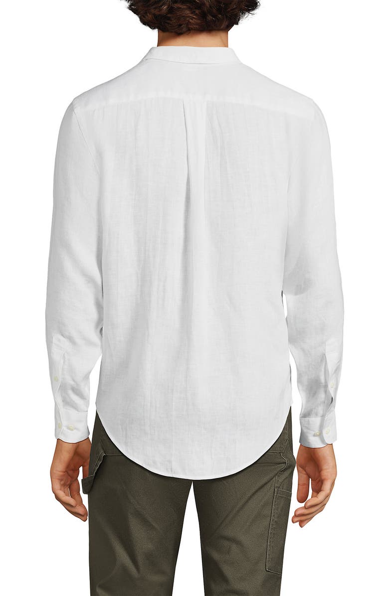 Lands' End Long Sleeve Linen Shirt, Alternate, color, White