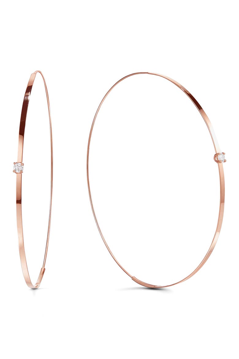 Jewelry 'Large Flat Magic' Diamond Hoop Earrings, Main, color, ROSE