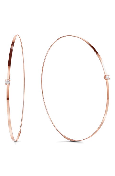 Small Flat Diamond Hoop Earrings
