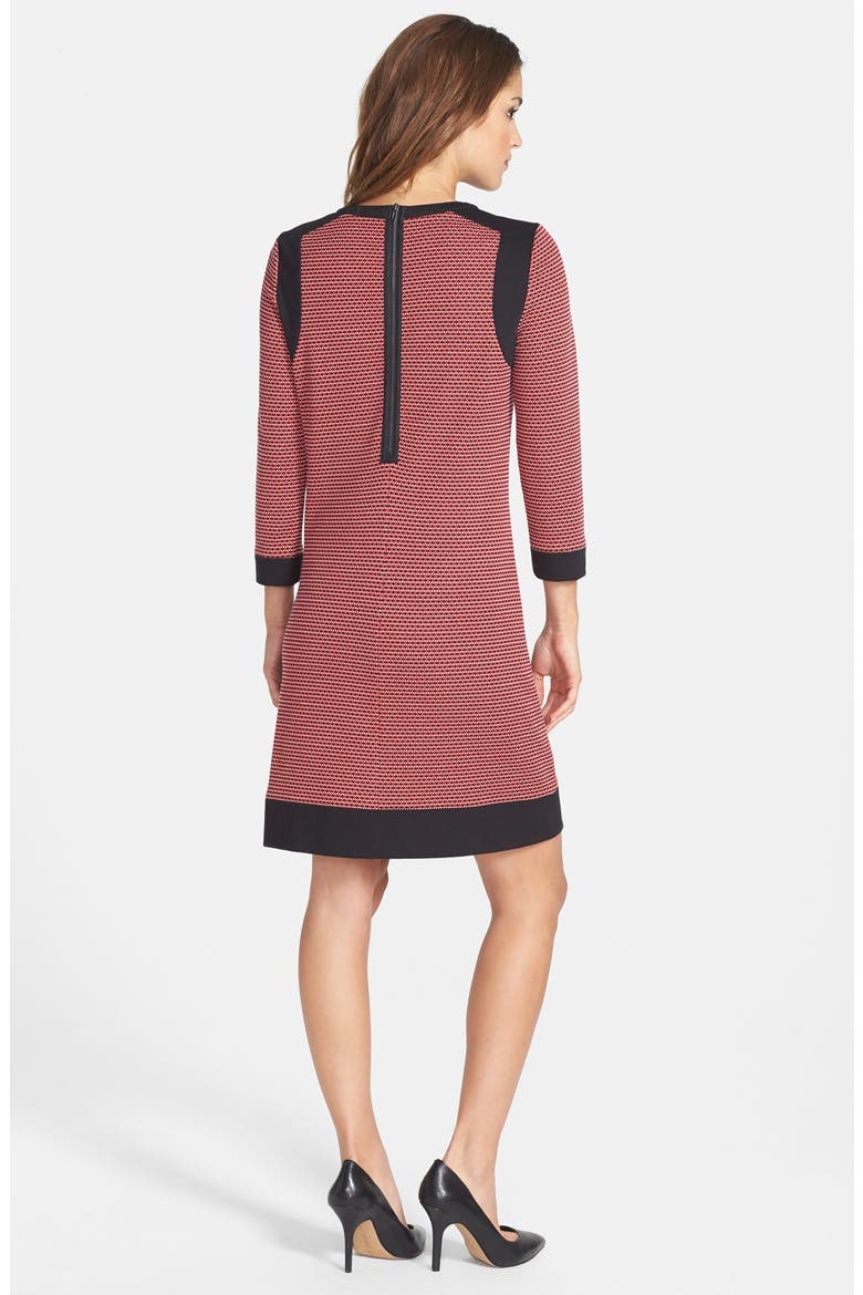 Jacquard Knit Shift Dress, Alternate, color, FIRE RED