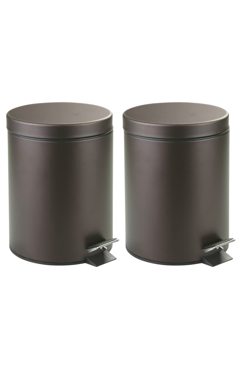 iDesign Round 1.3 Gallon Steel Step Trash Can - Set of 2 - Bronze, Main, color, Bronze