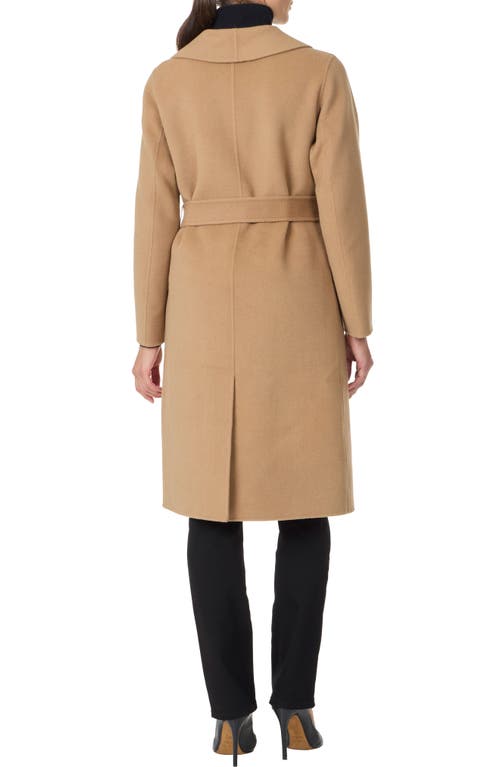 Bruno Magli Double Face Wool Blend Coat In Brown