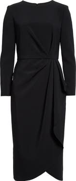 Carolina Herrera Pleated Long Sleeve Tulip Midi Dress