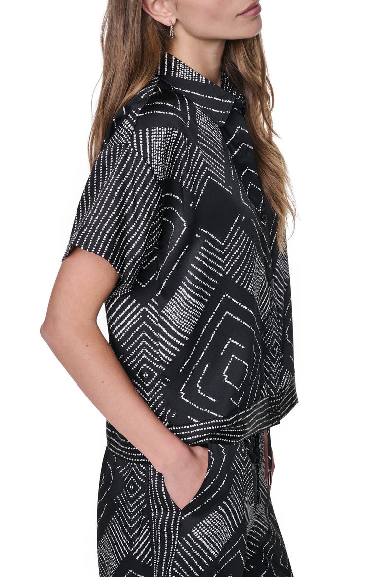 Scarf Print Button Front Shirt, Alternate, color, GEO DIAMOND POINTELLE