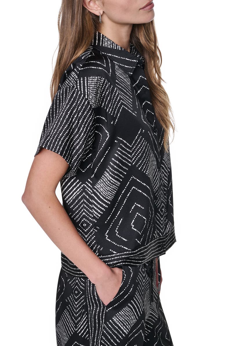 DKNY Scarf Print Button Front Shirt, Alternate, color, Geo Diamond Pointelle