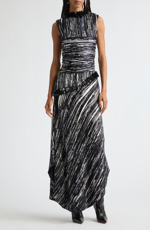 The Fiora Print Draped Asymmetric Dress