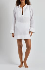 Lauren Ralph Lauren Wide Cuff Long Sleeve Linen & Cotton Cover-Up Dress