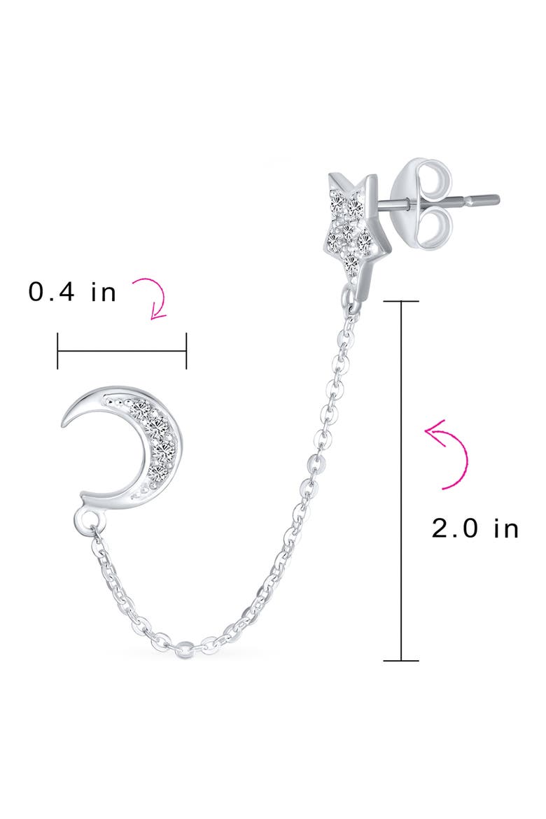 Moon & Star Helix Chain Earring Set, Alternate, color, CLEAR