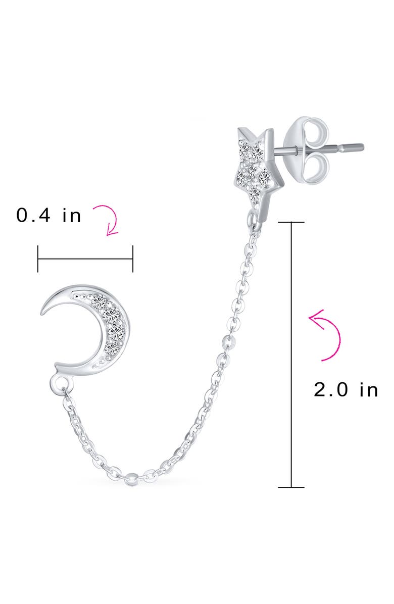 BLING JEWELRY Moon & Star Helix Chain Earring Set, Alternate, color, Clear