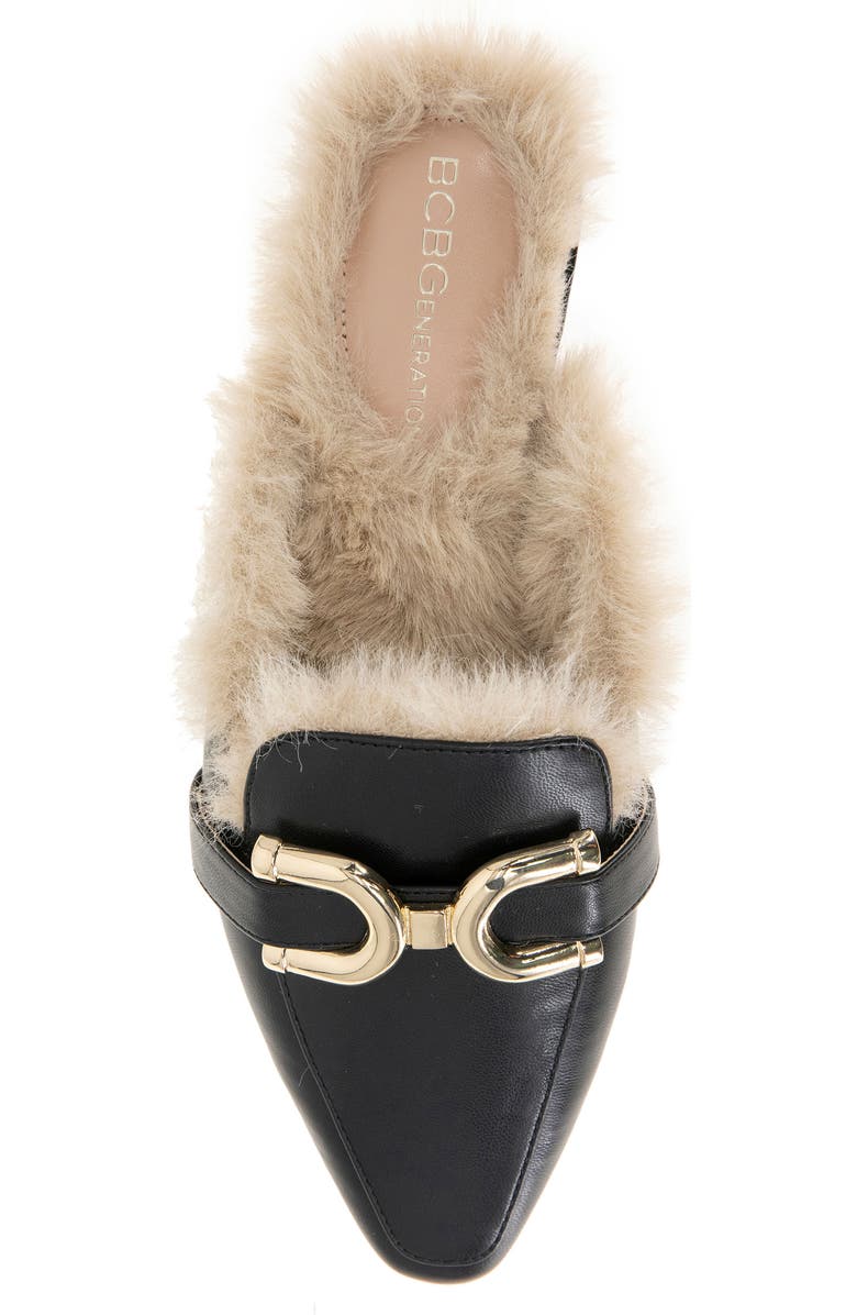 BCBGeneration Tara Bit Mule, Alternate, color, Black/Faux Fur