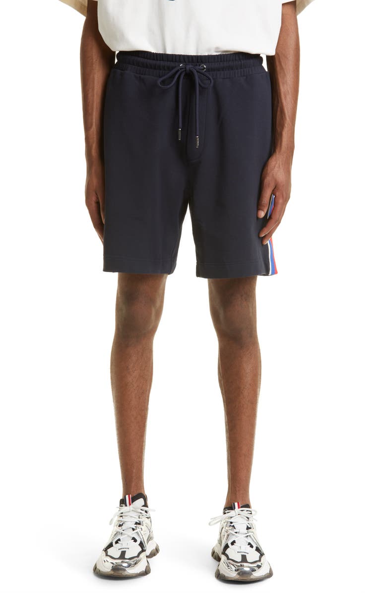 Moncler Retro Logo Stripe Shorts, Main, color, 