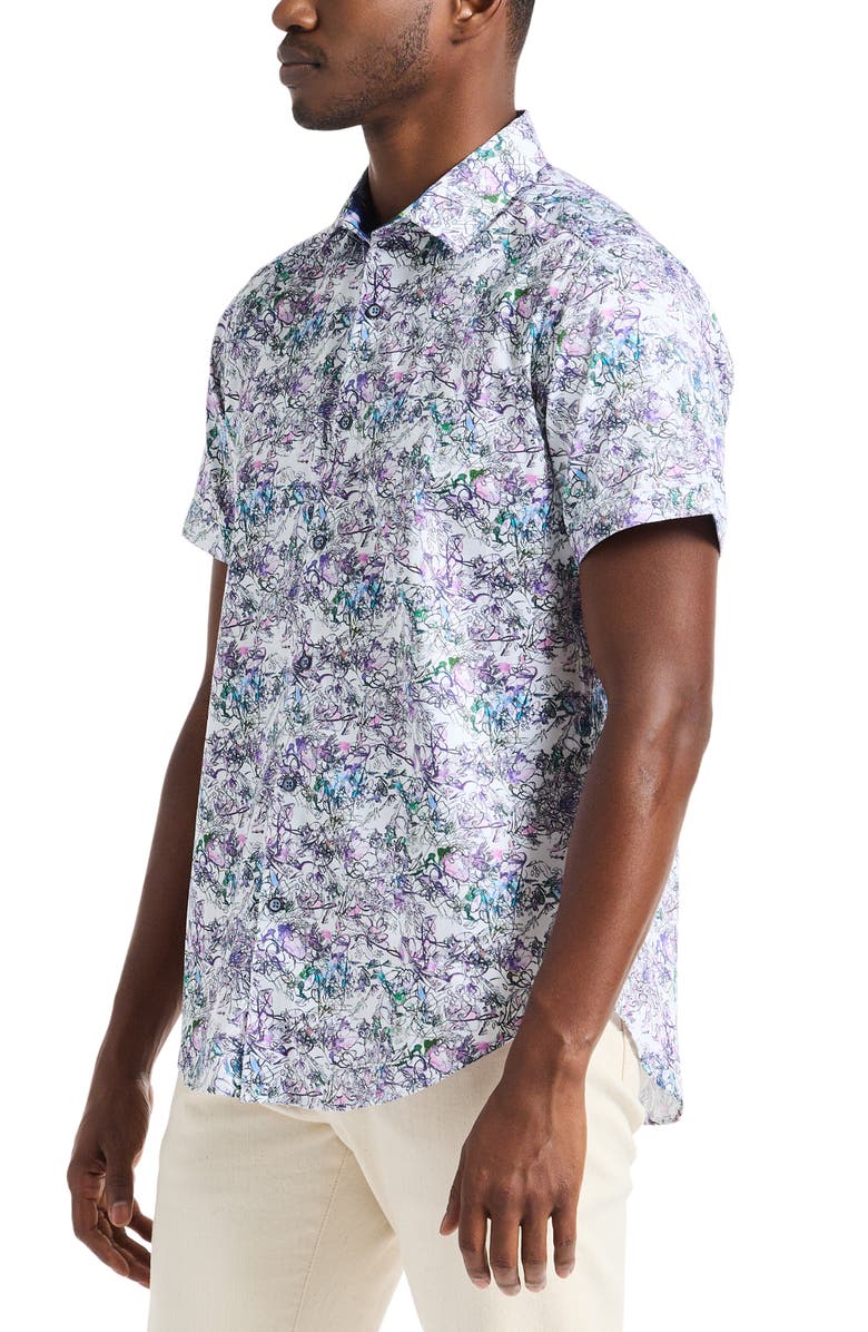 Robert Graham Crawford Short Sleeve Cotton Button-Up Shirt, Alternate, color, Multi