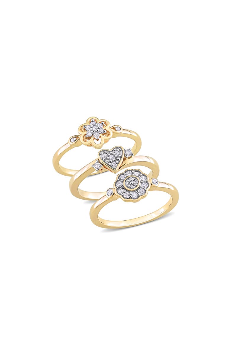Set Of 3 Diamond Rings - 0.21ct., Main, color, GOLD