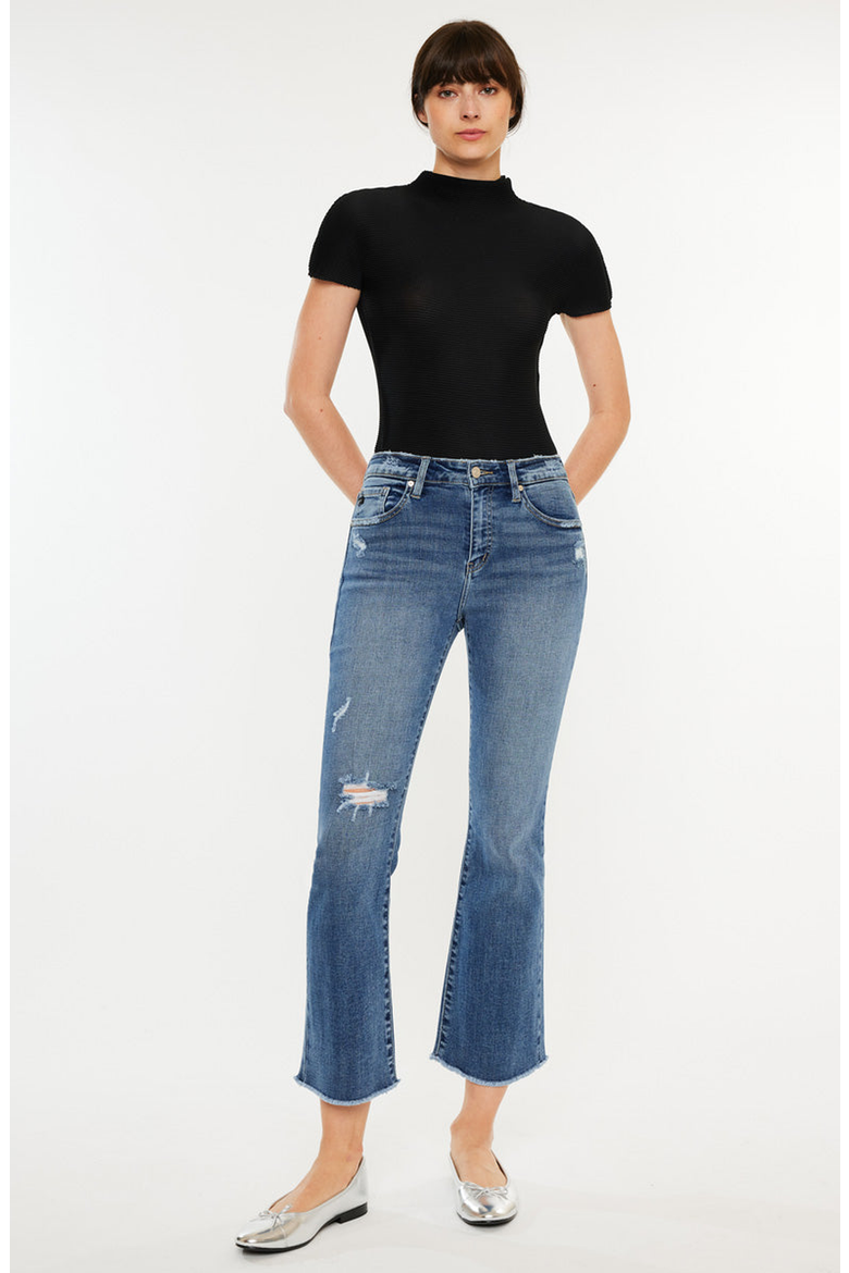 Honey Essentials High Rise Cropped Bootcut Jeans, Alternate, color, Dark Wash