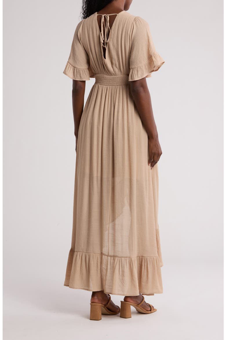 Lace Trim High-Low Dress, Alternate, color, TAUPE