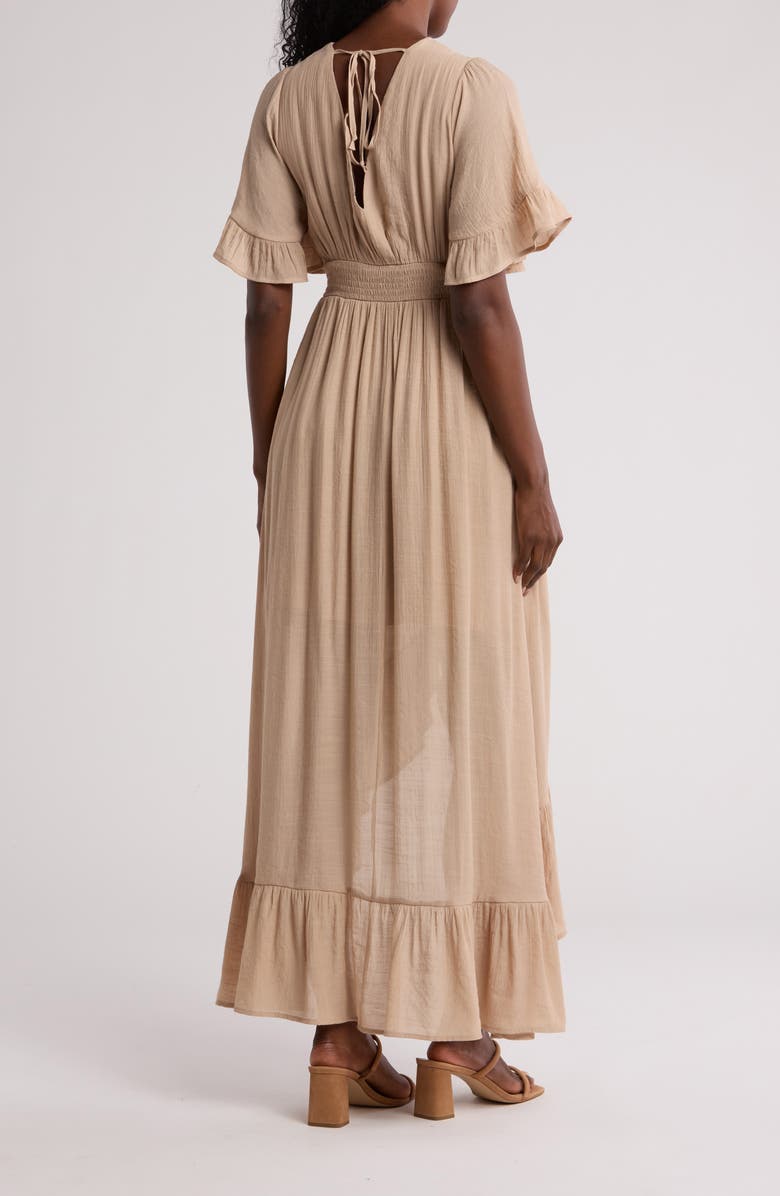 WISHLIST Lace Trim High-Low Dress, Alternate, color, Taupe