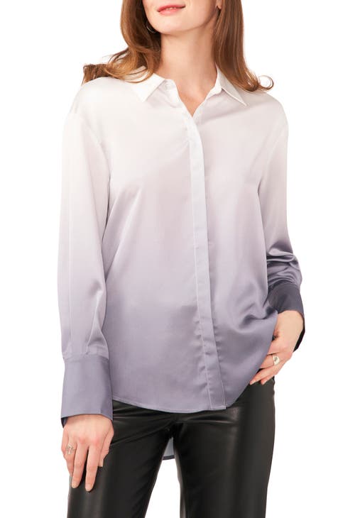 Dip Dye Oversize Charmeuse Button-Up Shirt