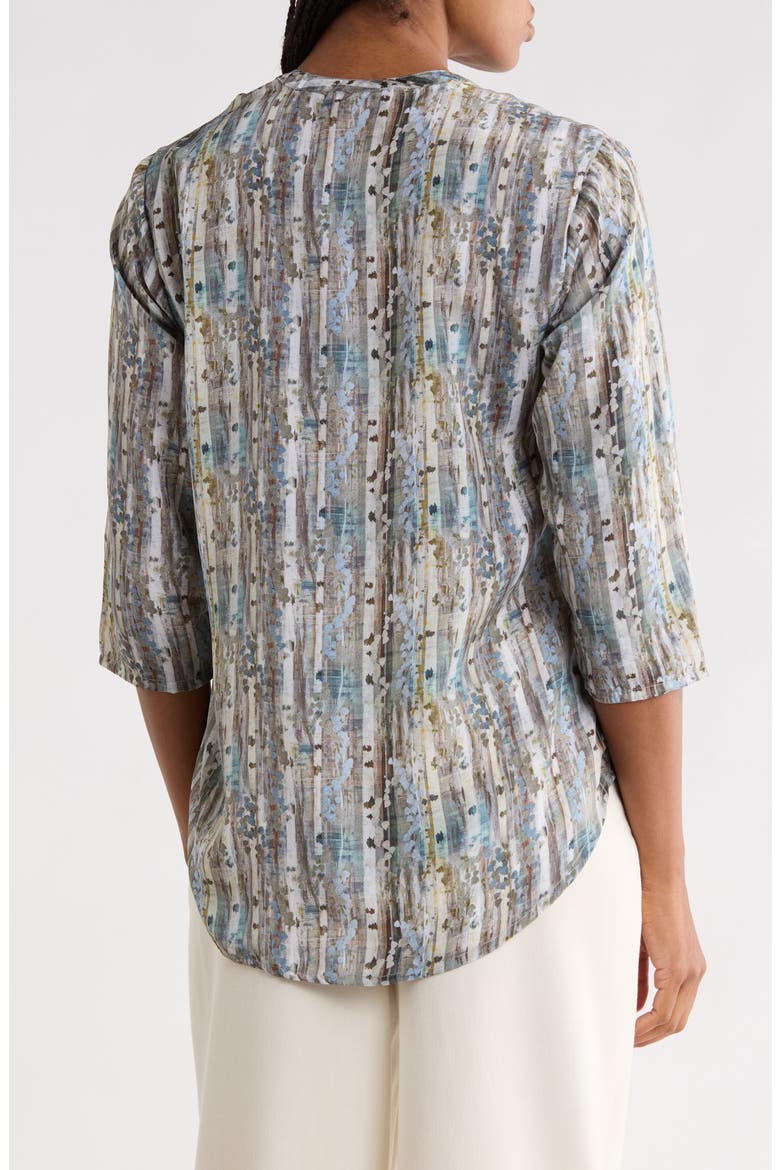 Print Mandarin Collar Shift Shirt, Alternate, color, BEIGE MULTI