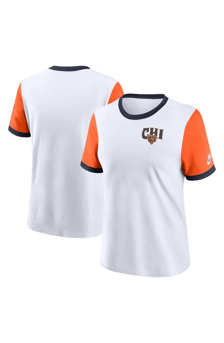 Nike Women's Nike White Chicago Bears Rewind Ringer Tri-Blend T-Shirt, Main, color, White