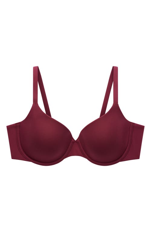 Thirdlove Comfortstretch Underwire Back Smoothing T-shirt Bra In Burgundy