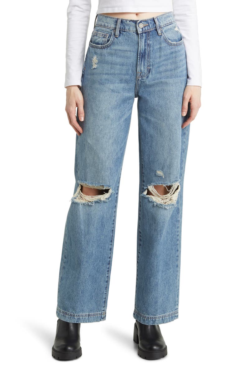 HIDDEN JEANS Ripped Straight Leg Dad Jeans, Main, color, Vintage