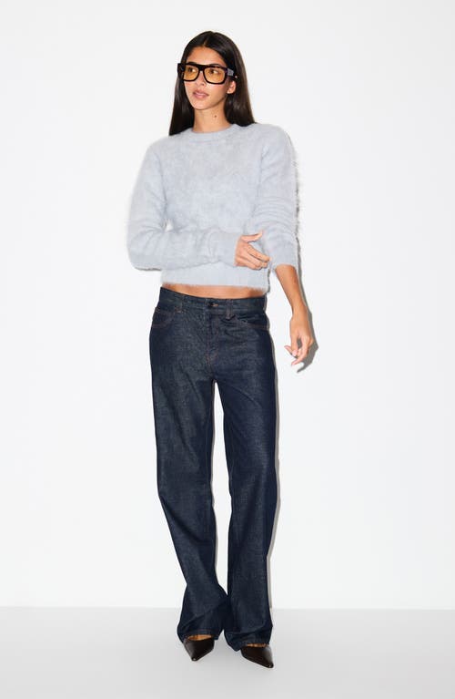 Skims Fitted Long Sleeve Alpaca Blend Crewneck Sweater In Blue