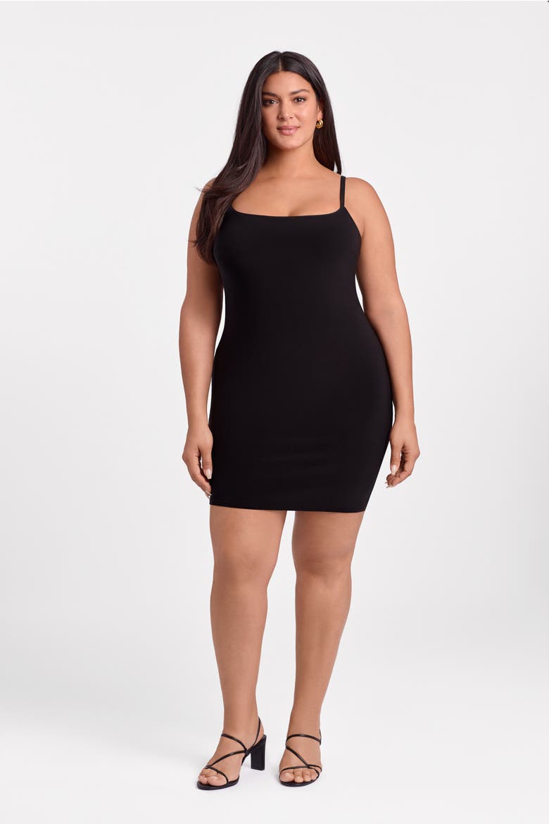 Sculpting Shapewear Scoop Neck Cami Mini Dress, Main, color, Onyx Black
