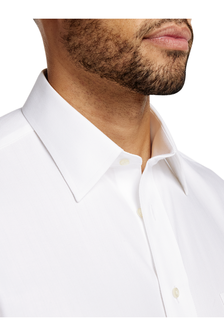 Non-iron Cotton Herringbone Point Collar French Cuff Dress Shirt, Alternate, color, White