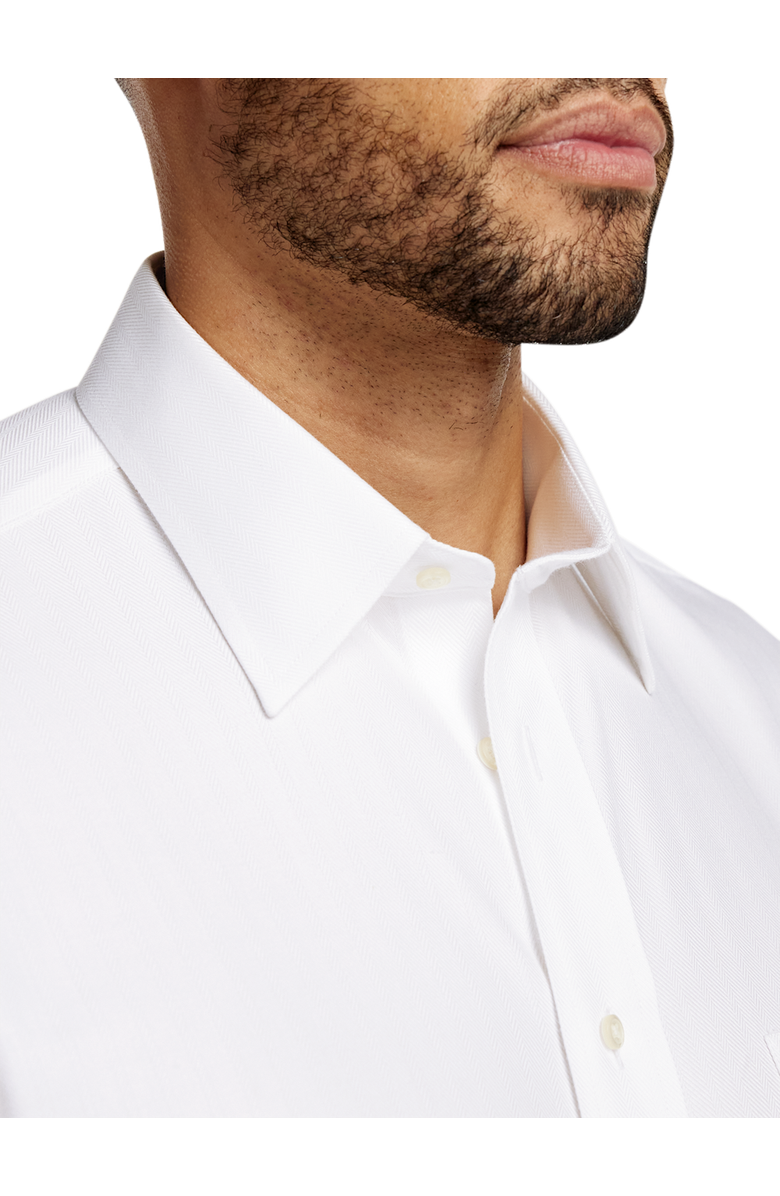 Paul Fredrick Non-iron Cotton Herringbone Point Collar French Cuff Dress Shirt, Alternate, color, White