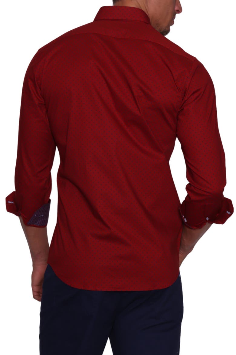Red Dot Print Shirt, Alternate, color, BURGUNDY