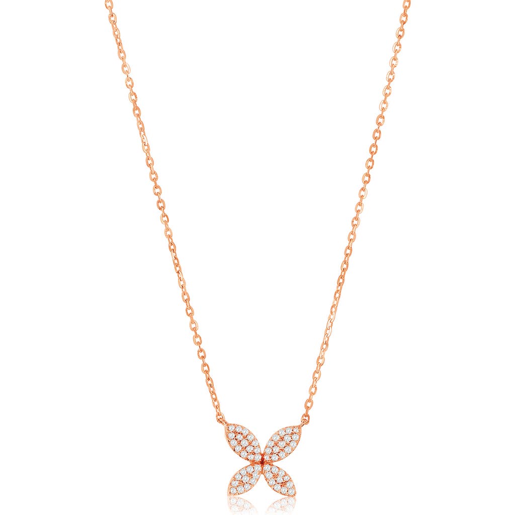 Suzy Levian Diamonds Pavé Simulated Diamond Pendant Necklace In Rose