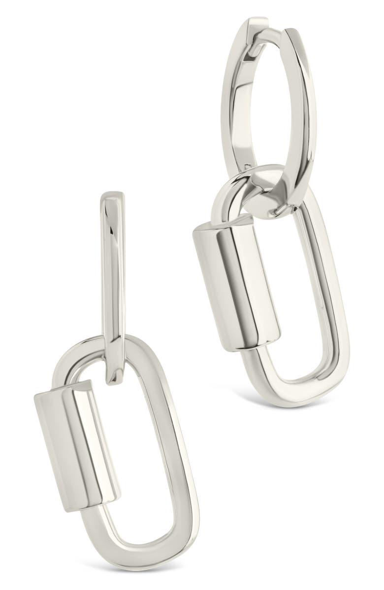 Sterling Forever Ellison Carabiner Drop Earrings, Main, color, Silver