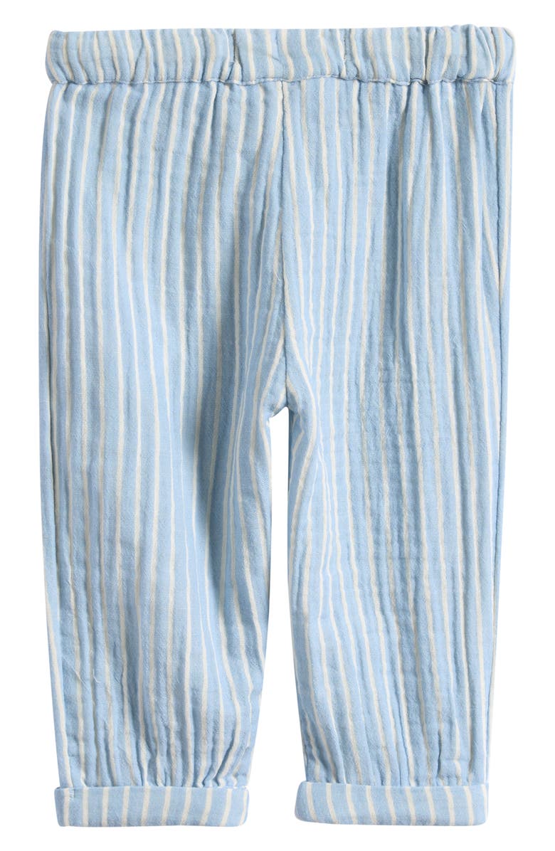 Mini Boden Stripe Double Cloth Drawstring Pants, Alternate, color, Light Blue Stripe