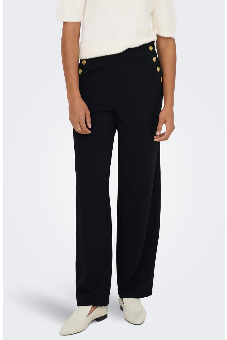 Rina Button High Waist Pants, Main, color, BLACK DETAIL GOLDBUTTONS