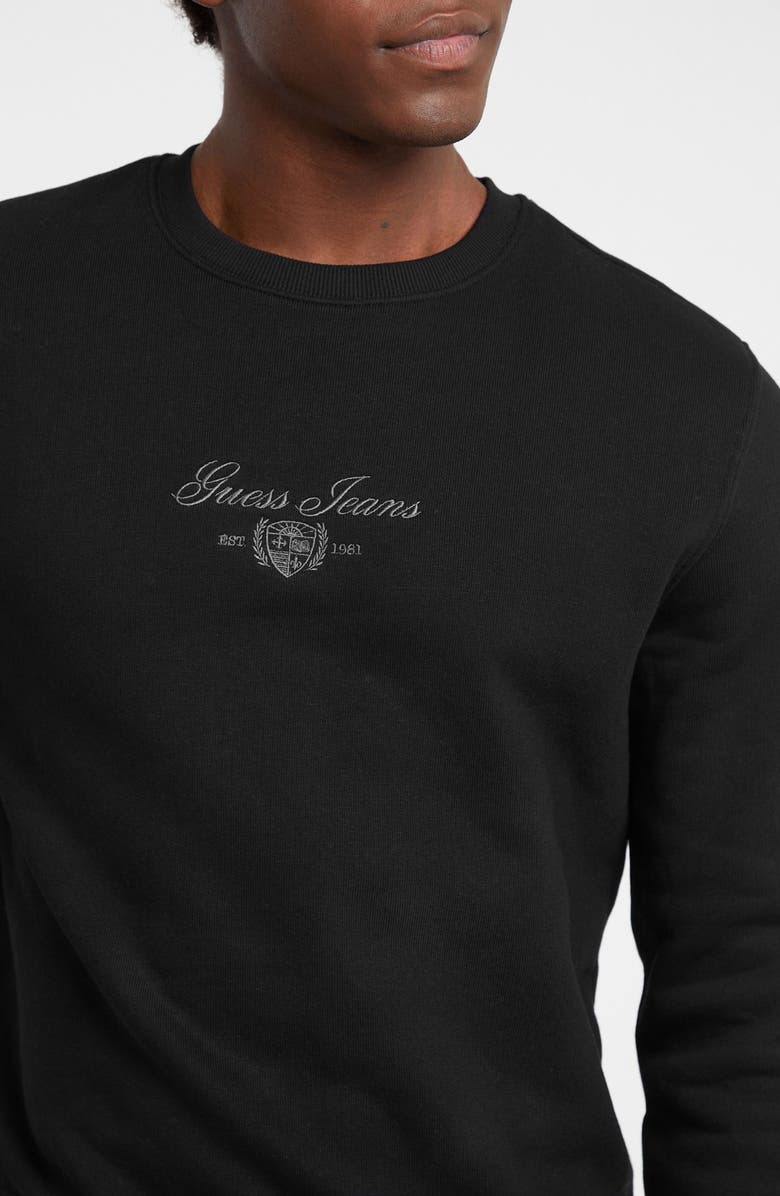 GUESS JEANS Embroidered Logo Sweatshirt, Alternate, color, Jblk