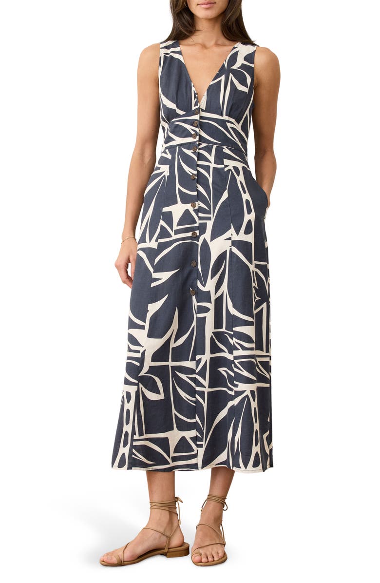 Marine Layer Camila Printed Sleeveless Hemp Blend Maxi Dress, Alternate, color,