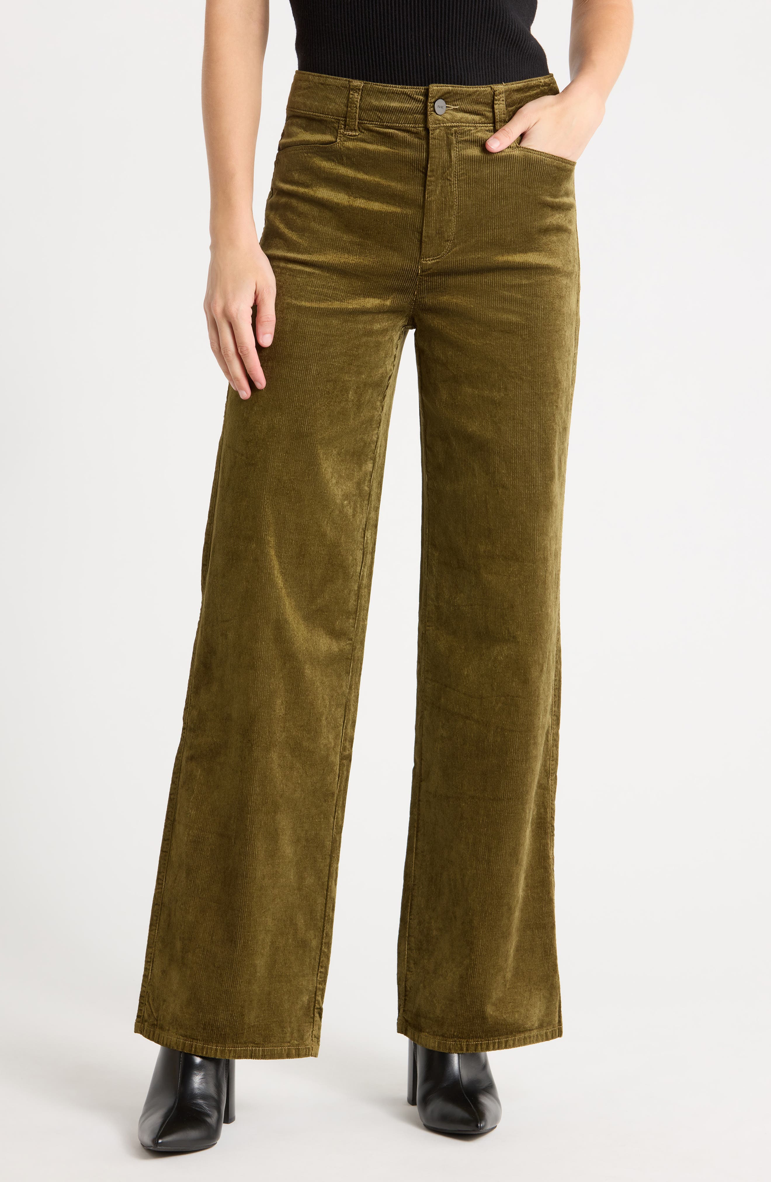 Sasha High Waist Crop Wide Leg Corduroy Pants